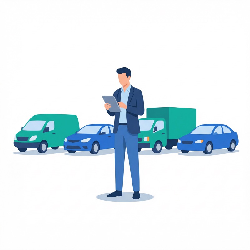 Fleet manager overseeing multiple vehicles