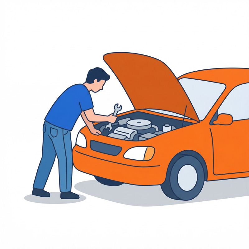 DIY mechanic working on car engine
