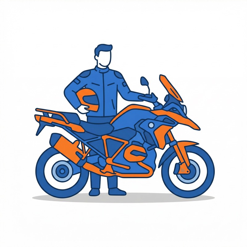 Motorcycle rider with adventure bike